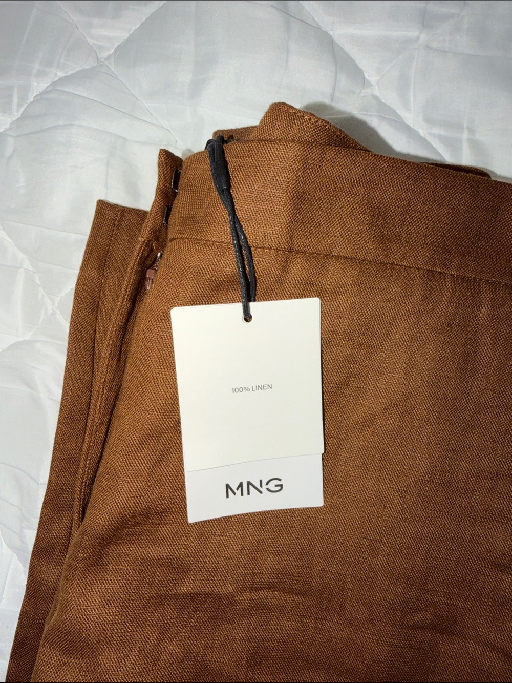 Mango Women’s Wide-Leg Linen-Blend Pants — Brown